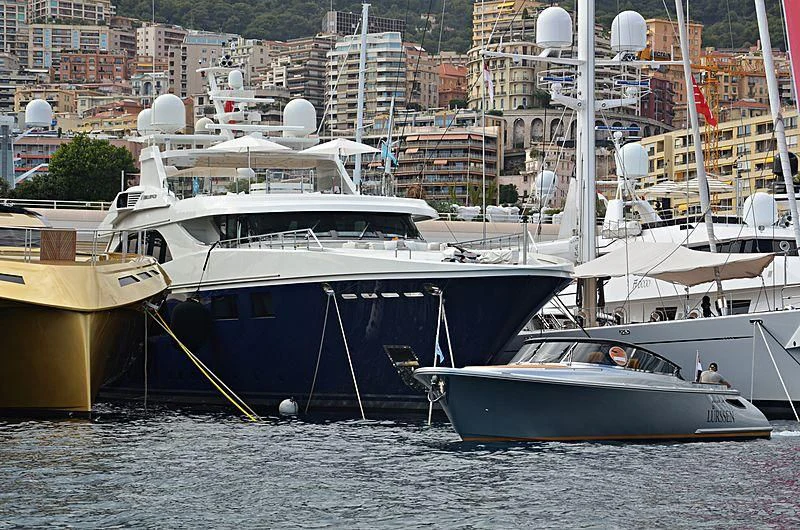 boats docked in a harbor aboard ZIA Yacht for Sale