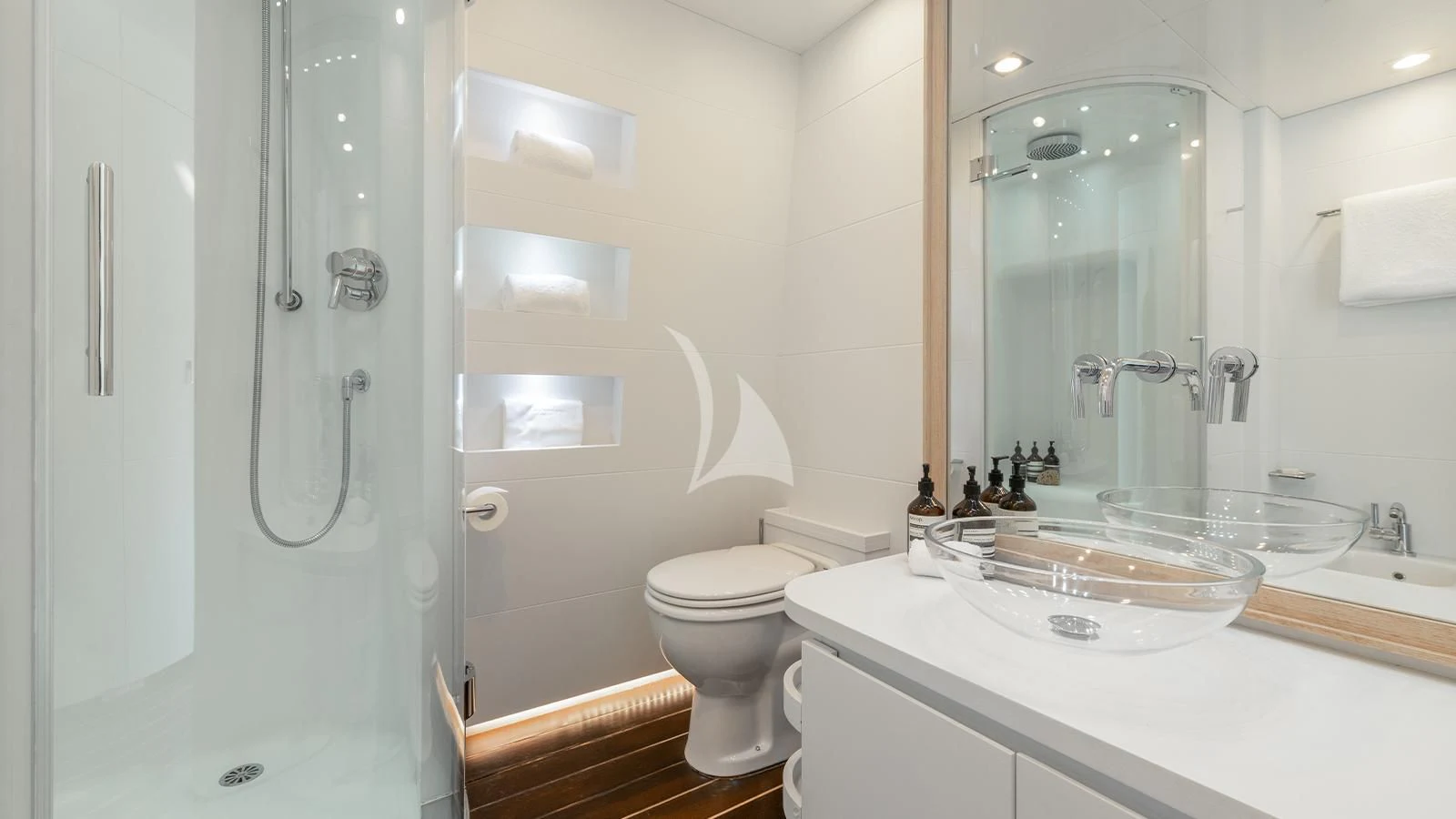 a bathroom with a sink and a toilet aboard ZIA Yacht for Sale