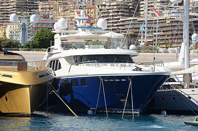 boats docked in a harbor aboard ZIA Yacht for Sale