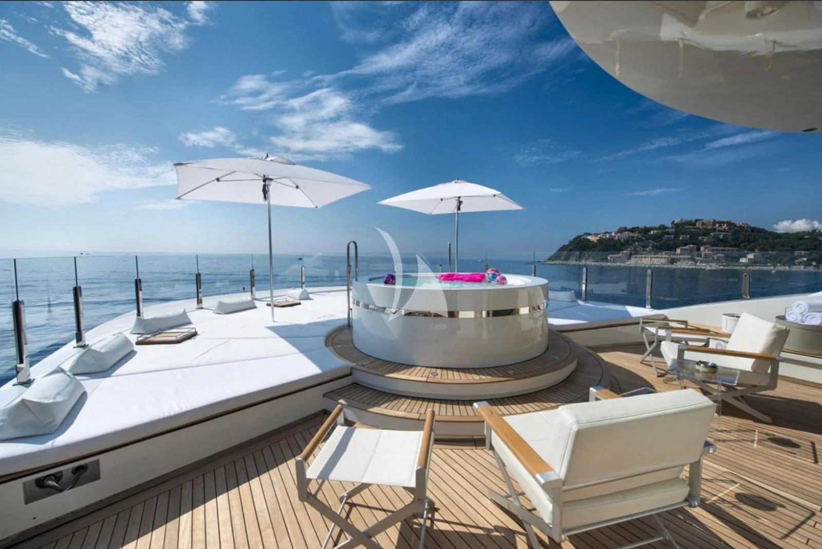 a boat on a deck aboard ZIA Yacht for Sale