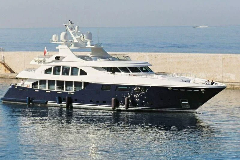a large boat on the water aboard ZIA Yacht for Sale