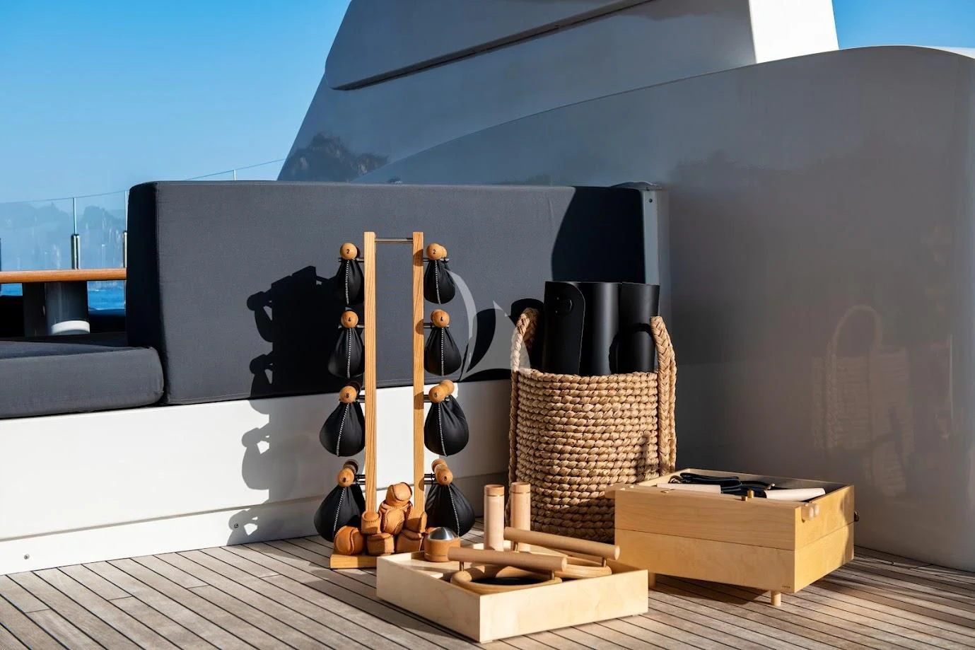 a sculpture of a robot aboard ZIA Yacht for Sale