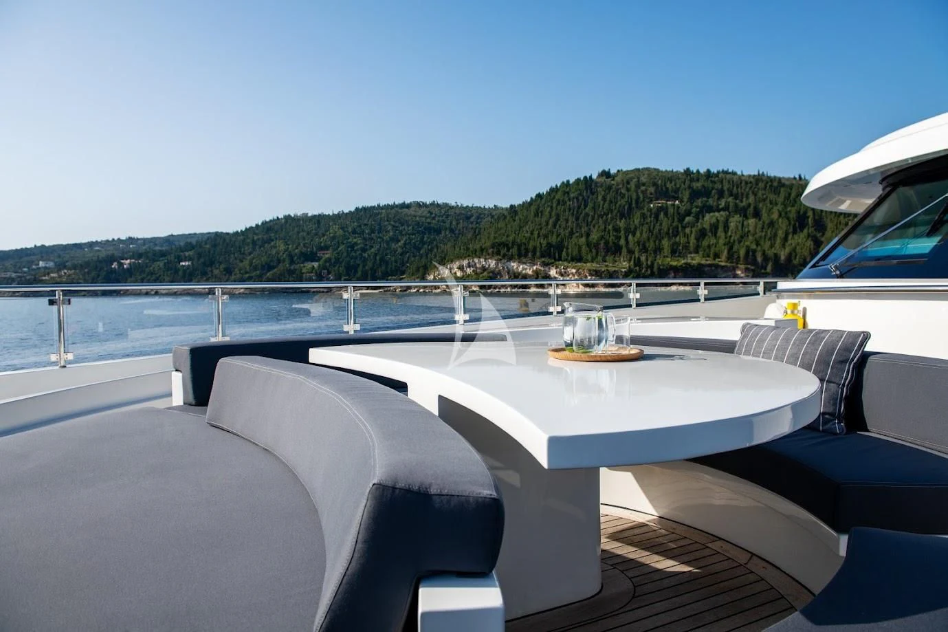 a table on a boat aboard ZIA Yacht for Sale