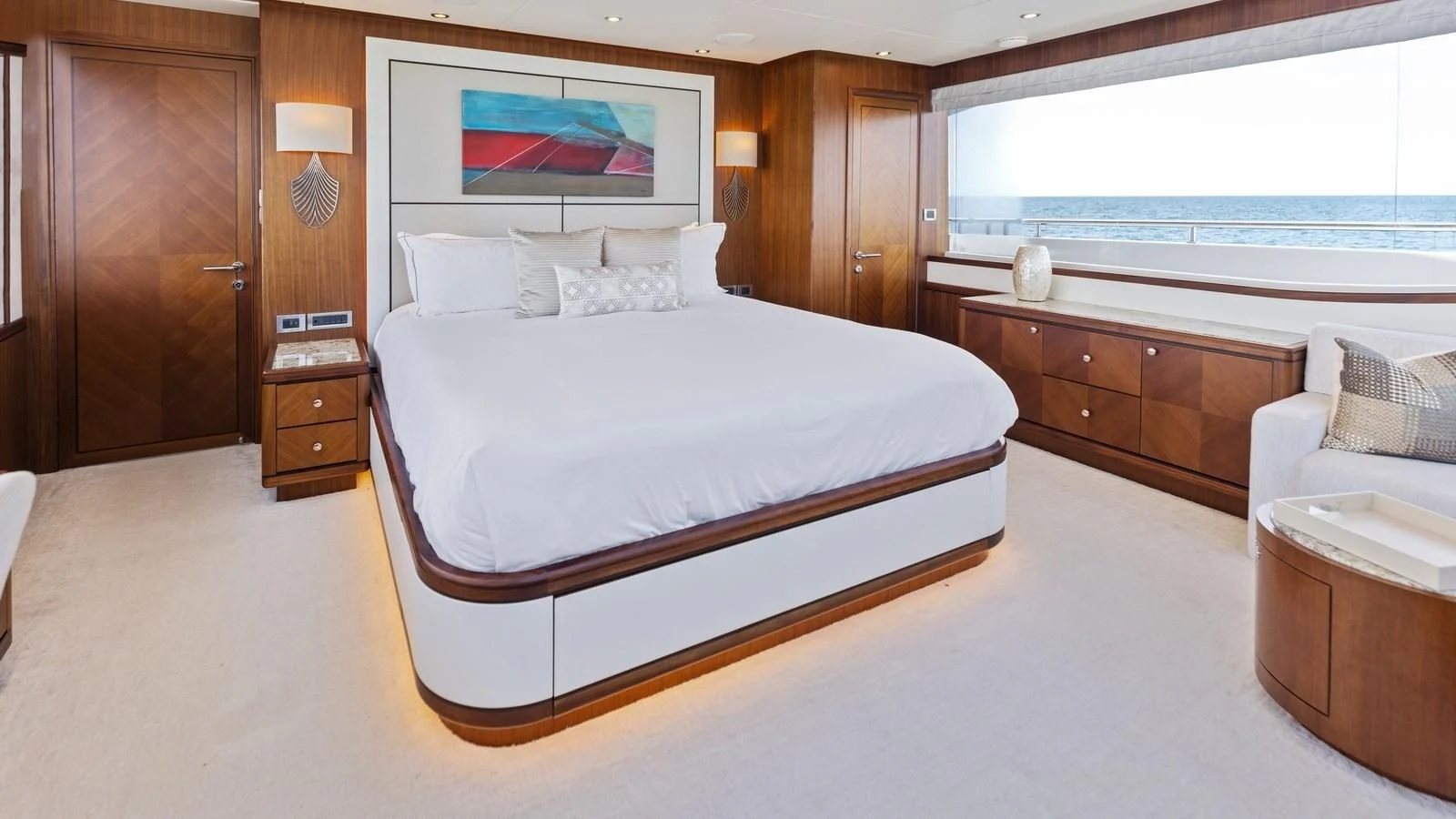 a bed in a room aboard CLAYMAKER Yacht for Sale