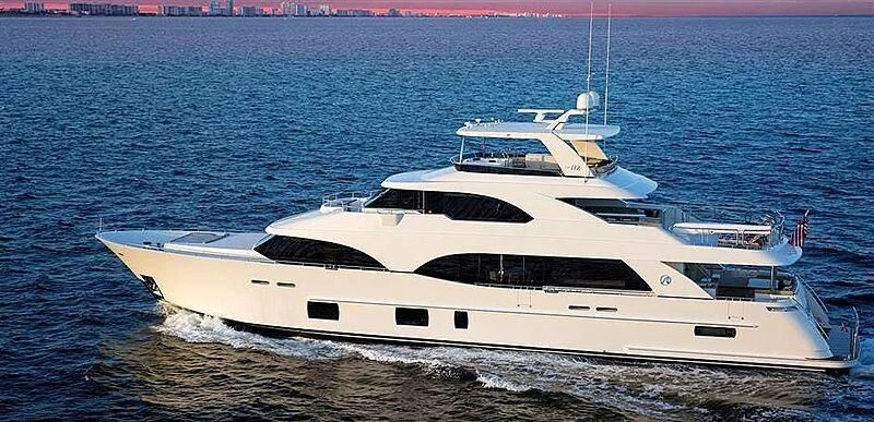 a white yacht on the beach aboard CLAYMAKER Yacht for Sale