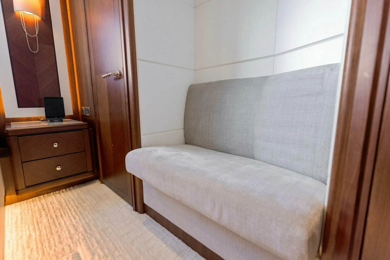 a bed in a room aboard CLAYMAKER Yacht for Sale