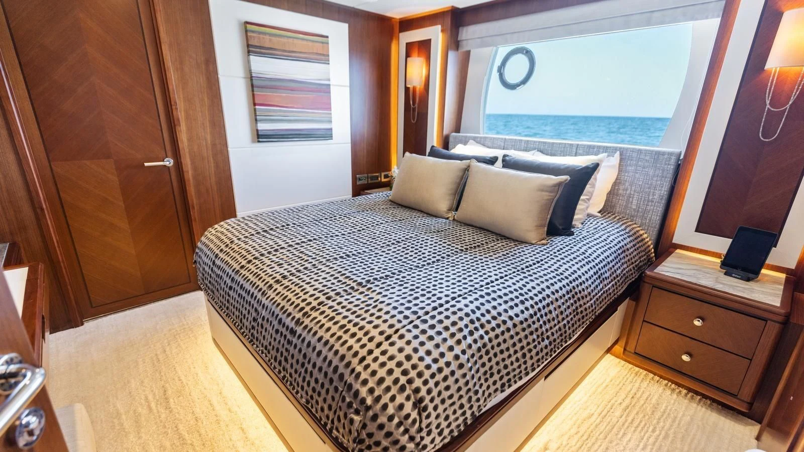 a bed in a room aboard CLAYMAKER Yacht for Sale
