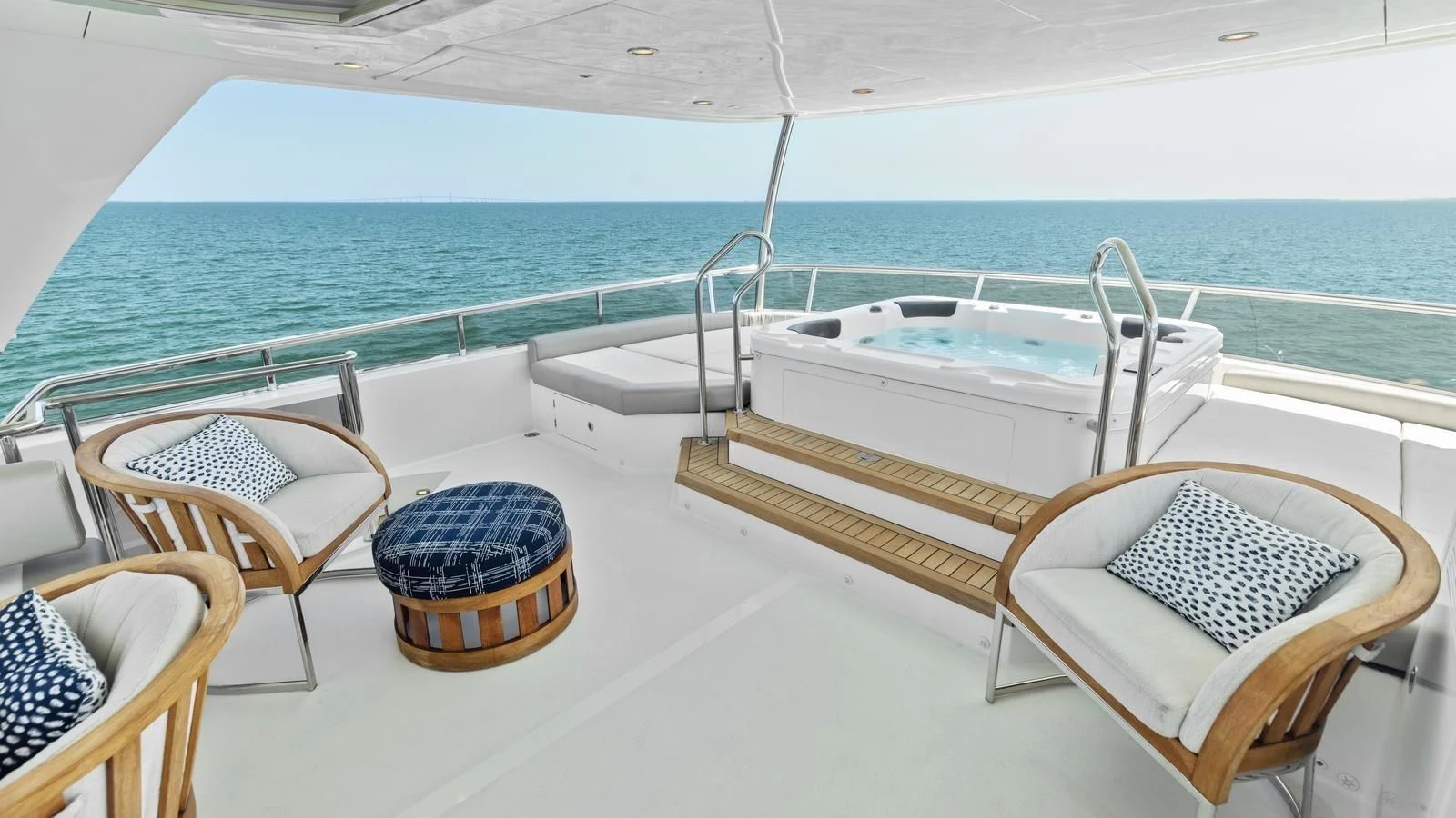 a boat on a deck aboard CLAYMAKER Yacht for Sale