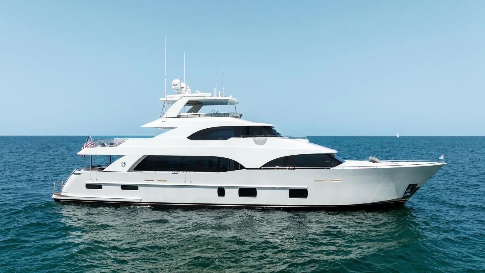 a white yacht in the water aboard CLAYMAKER Yacht for Sale