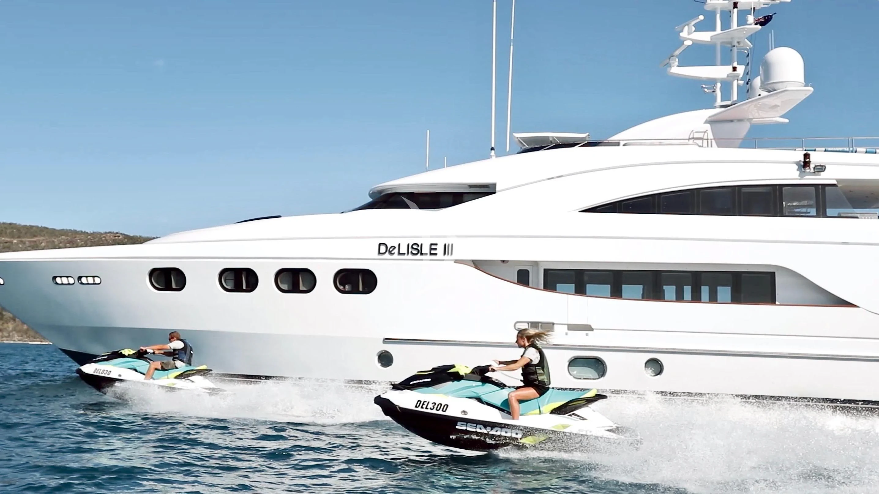 a boat with a person in it aboard DE LISLE III Yacht for Sale