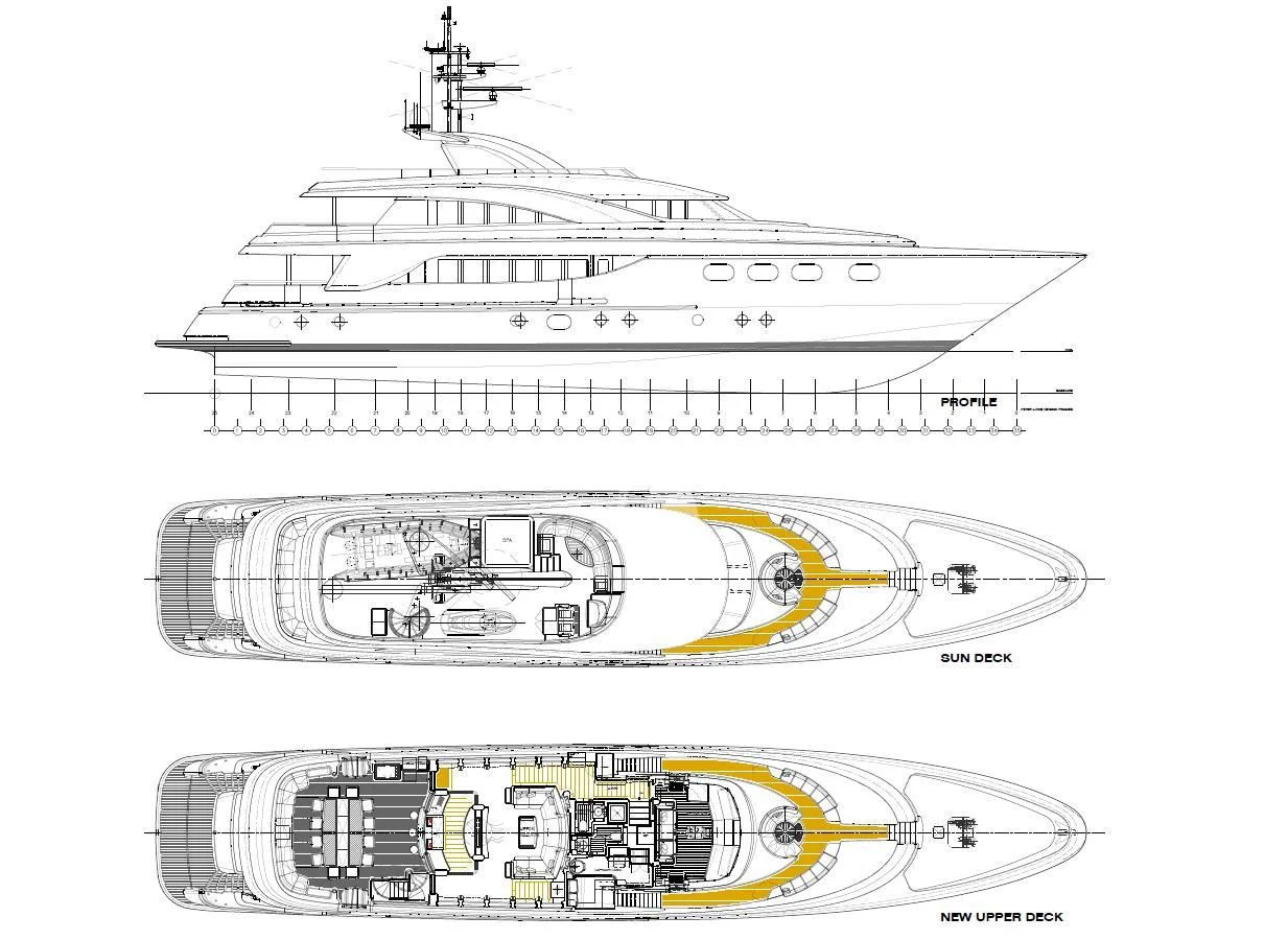 diagram, engineering drawing aboard DE LISLE III Yacht for Sale