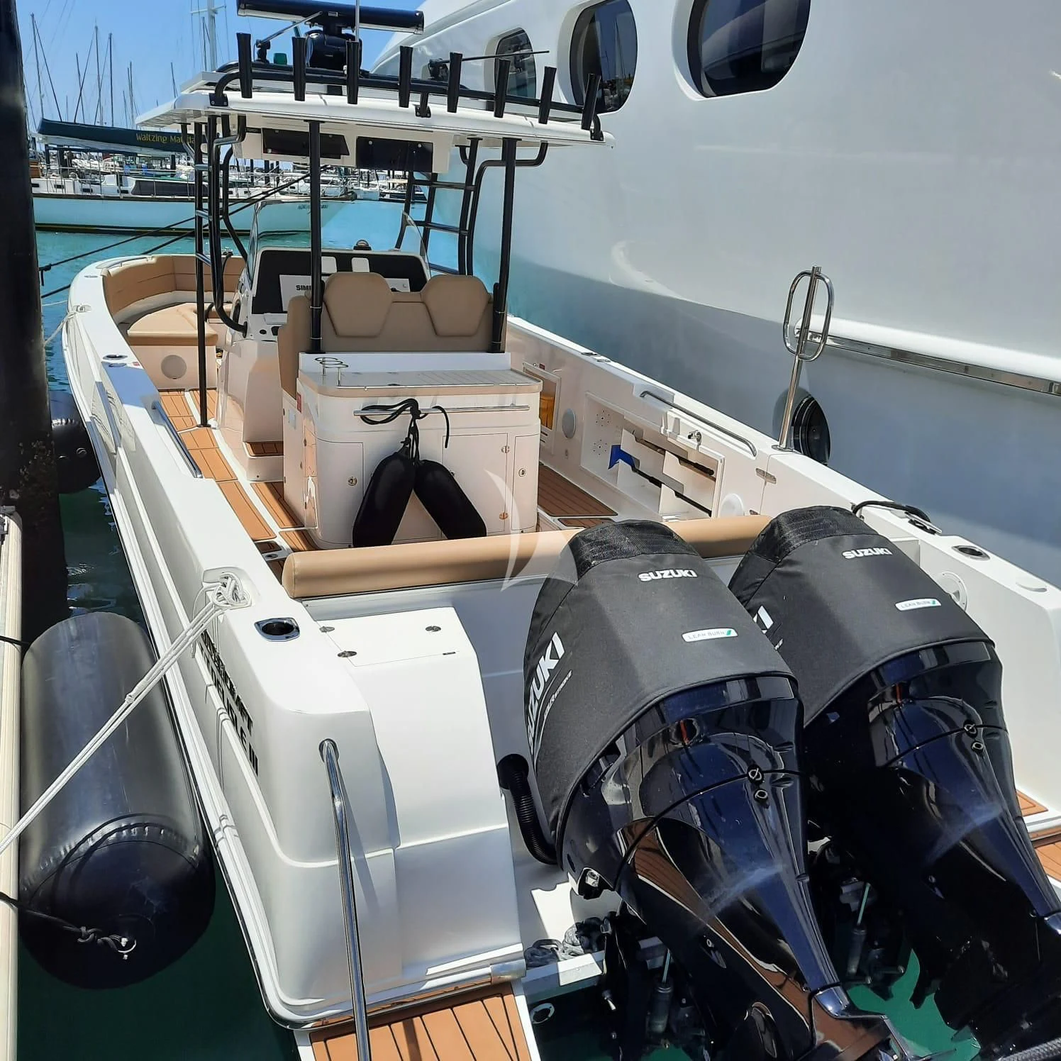 a boat with a large engine aboard DE LISLE III Yacht for Sale