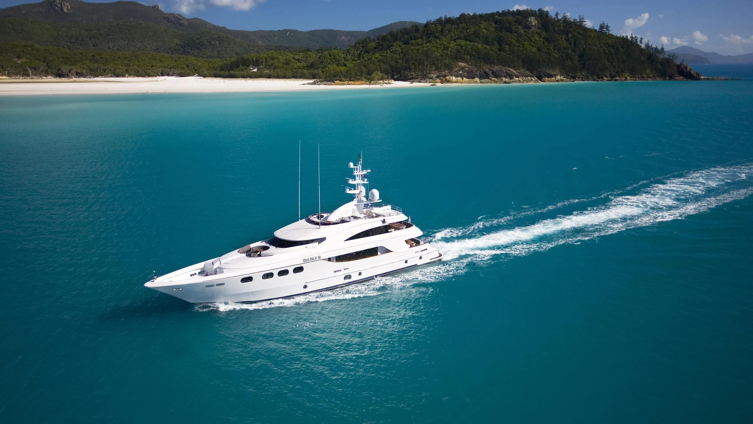 a boat on the water aboard DE LISLE III Yacht for Sale