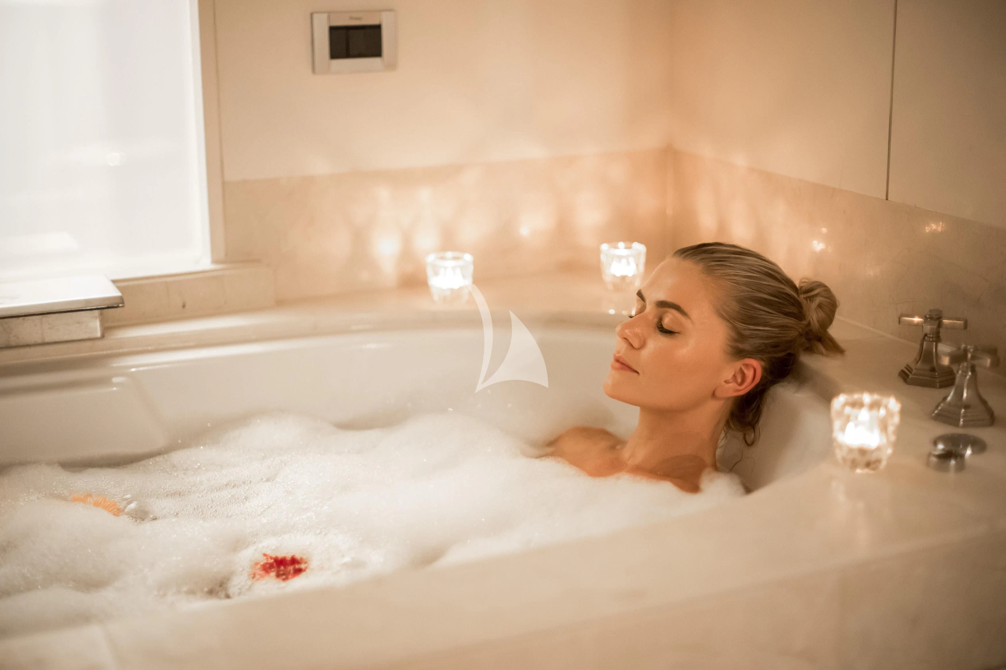 a person lying in a bathtub aboard DE LISLE III Yacht for Sale