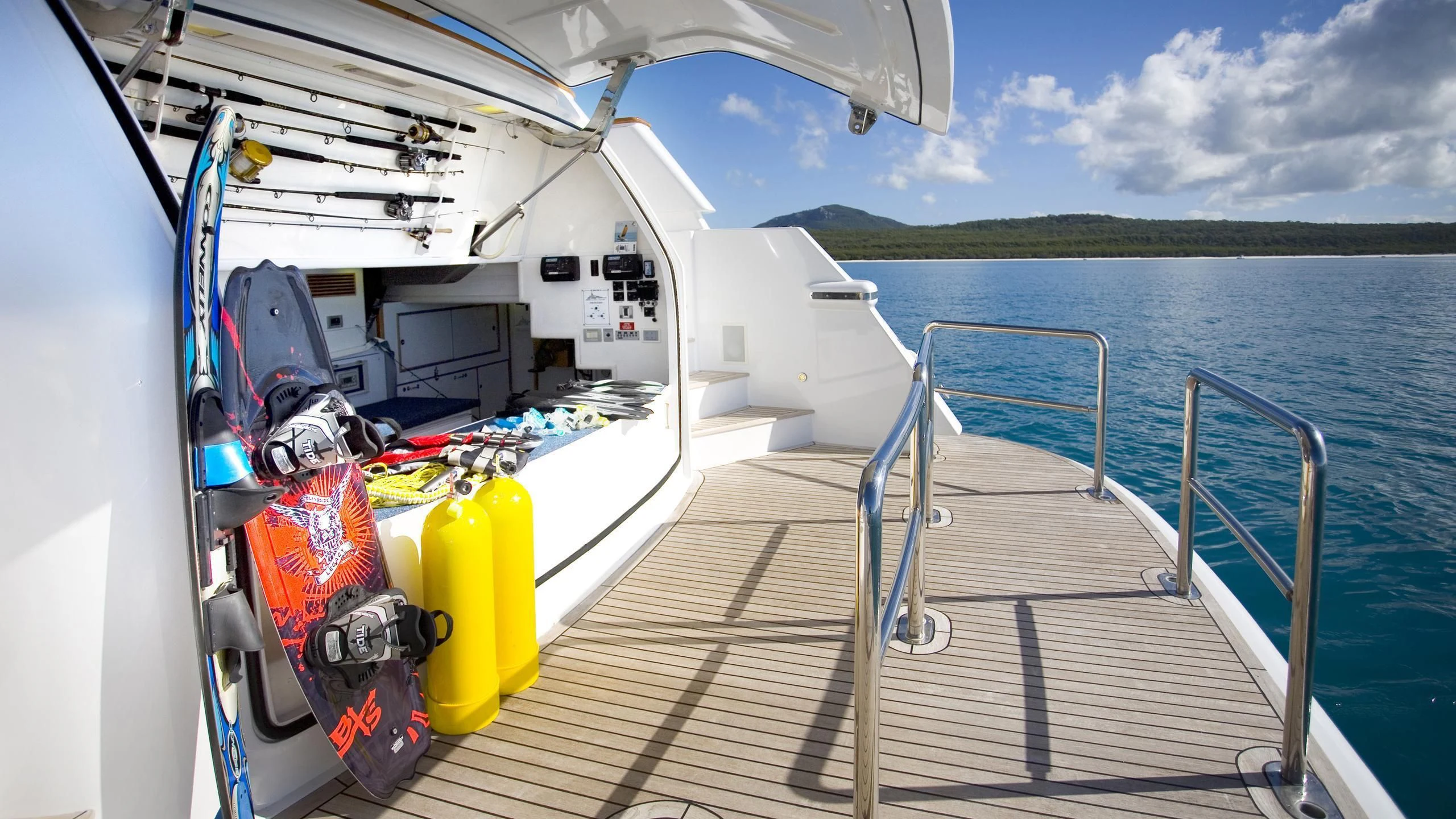 a boat with a large body of water in the background aboard DE LISLE III Yacht for Sale