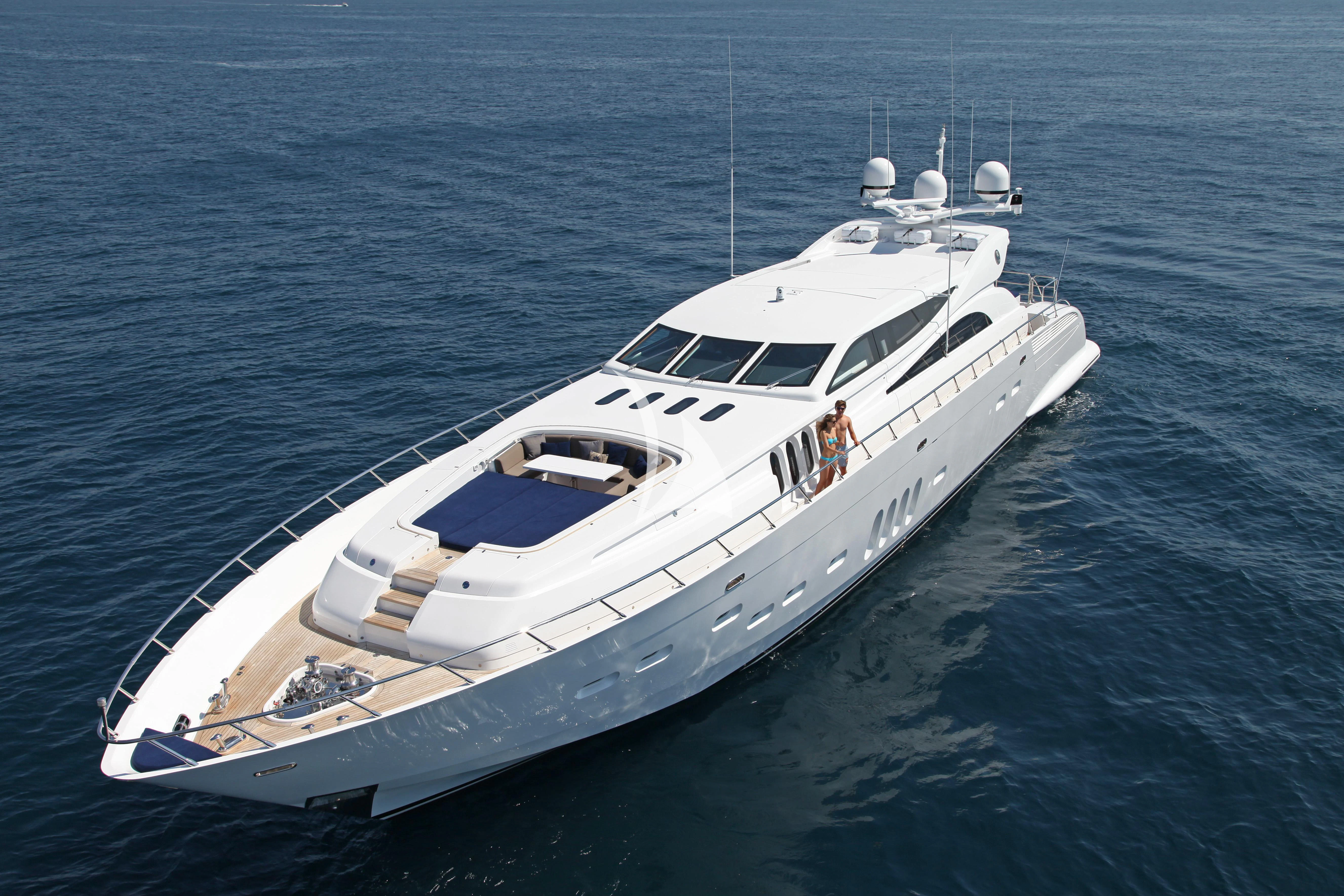 a white yacht in the water aboard PHOENICIAN Yacht for Sale