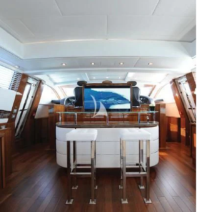 a boat in a room aboard PHOENICIAN Yacht for Sale