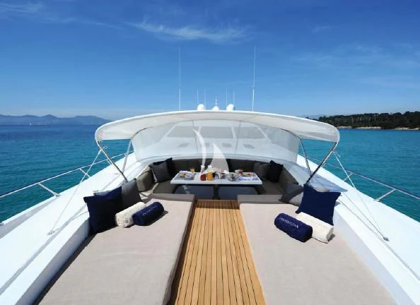 a boat on a dock aboard PHOENICIAN Yacht for Sale