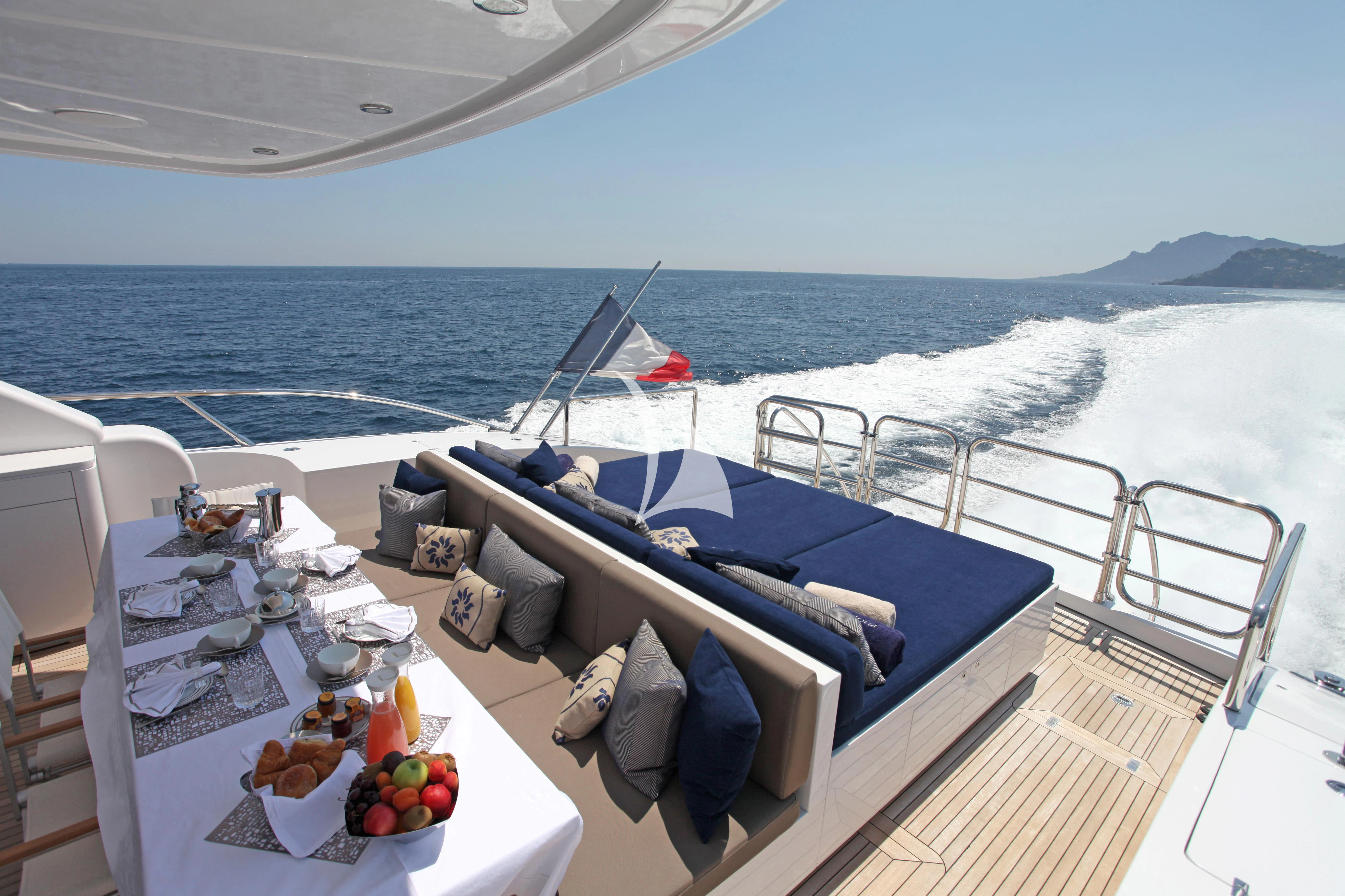 a table on a boat aboard PHOENICIAN Yacht for Sale