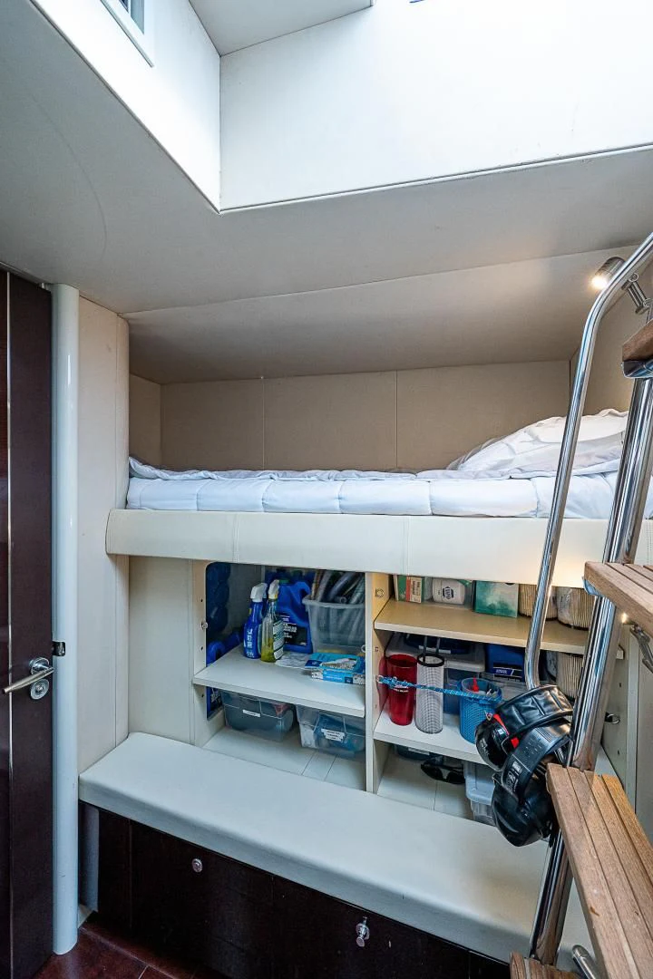 a white shelf with tools on it aboard LATITUDE Yacht for Sale