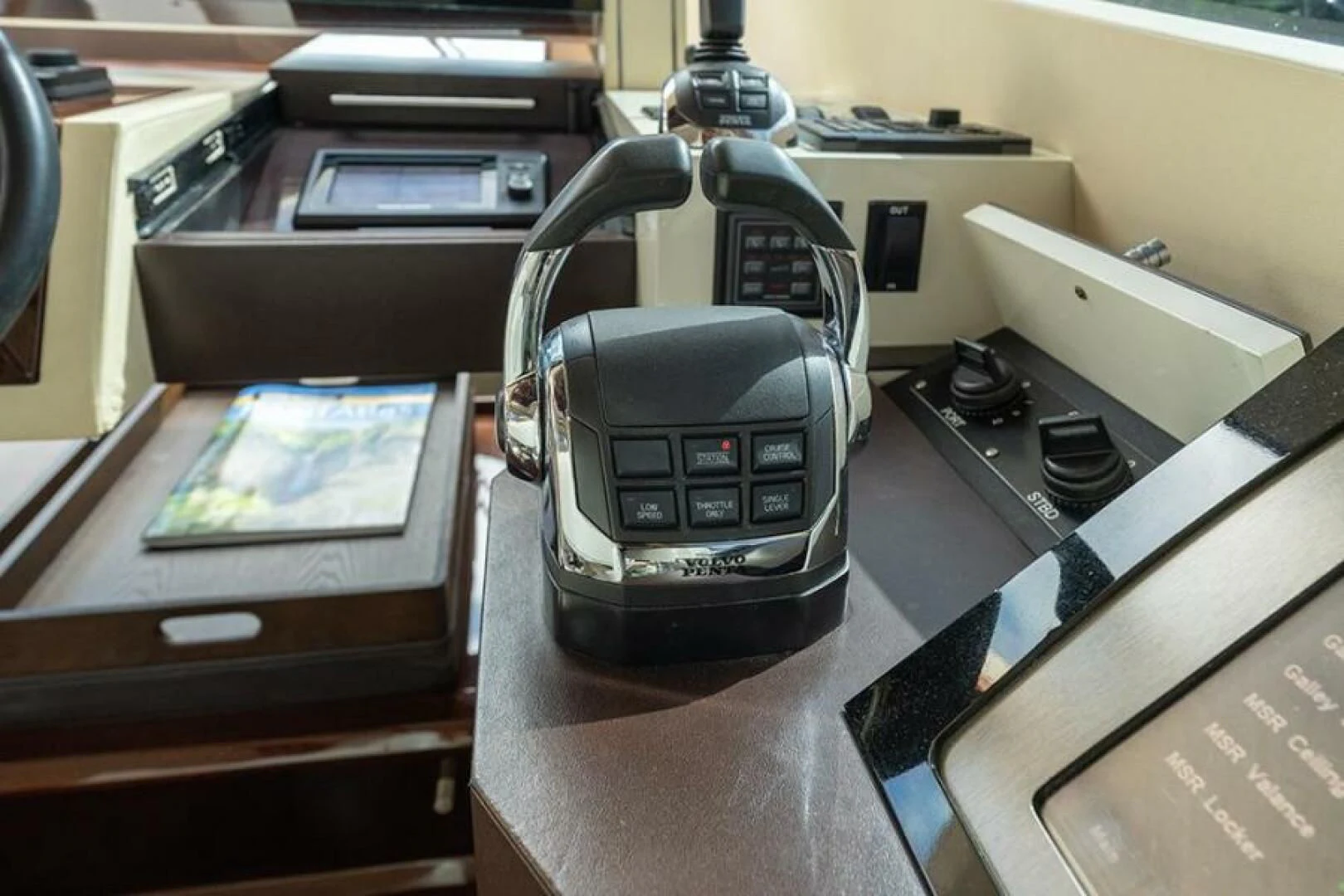 a telephone on a desk aboard LATITUDE Yacht for Sale