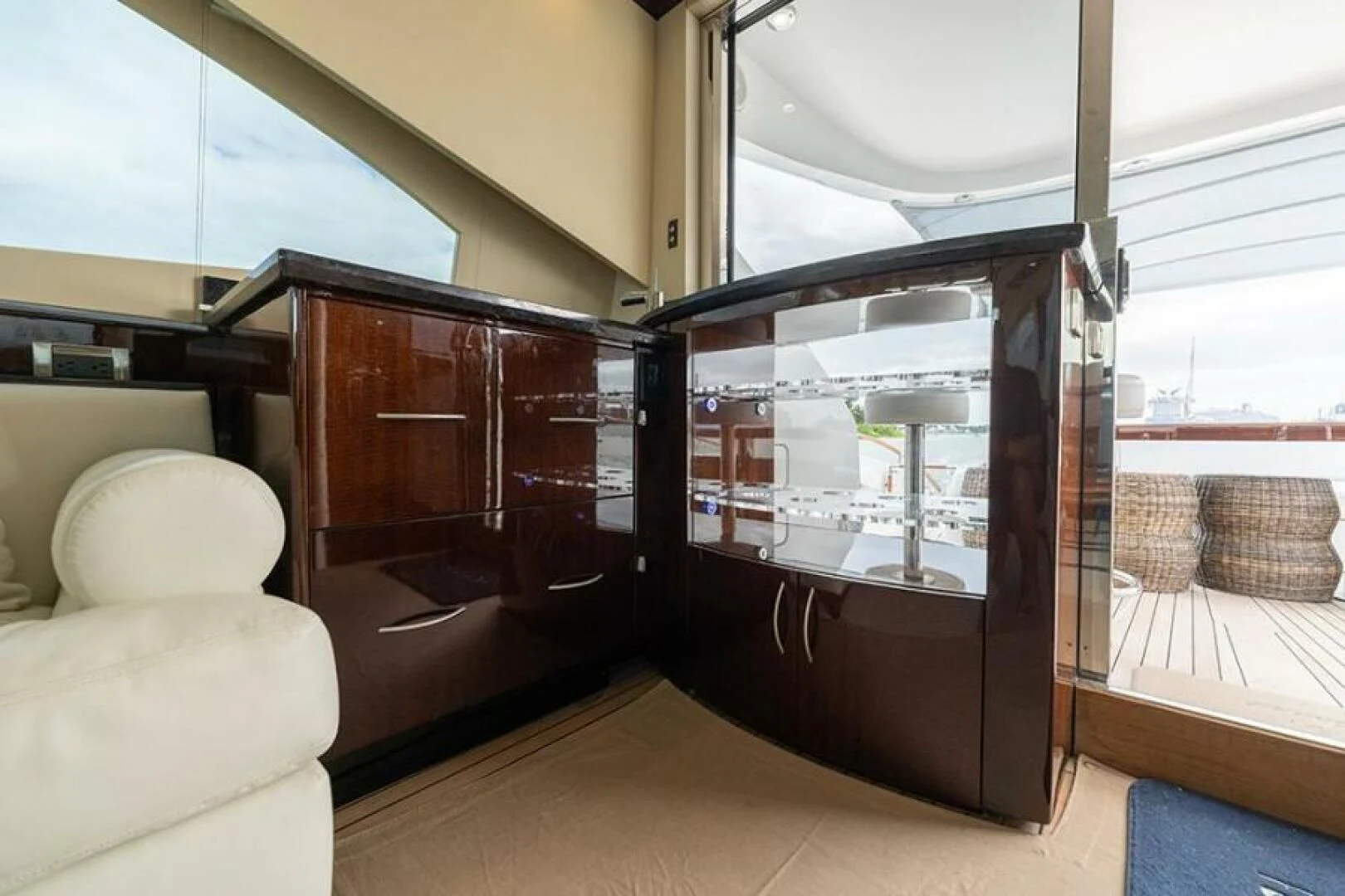 a room with a sliding glass door aboard LATITUDE Yacht for Sale