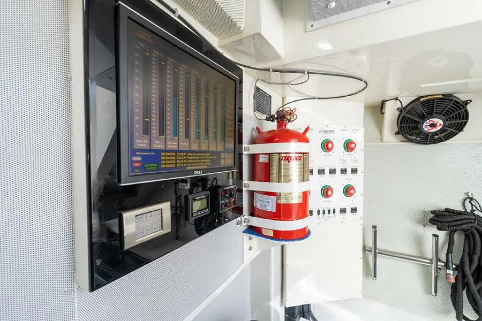 a machine with a red and white cone on top aboard LATITUDE Yacht for Sale