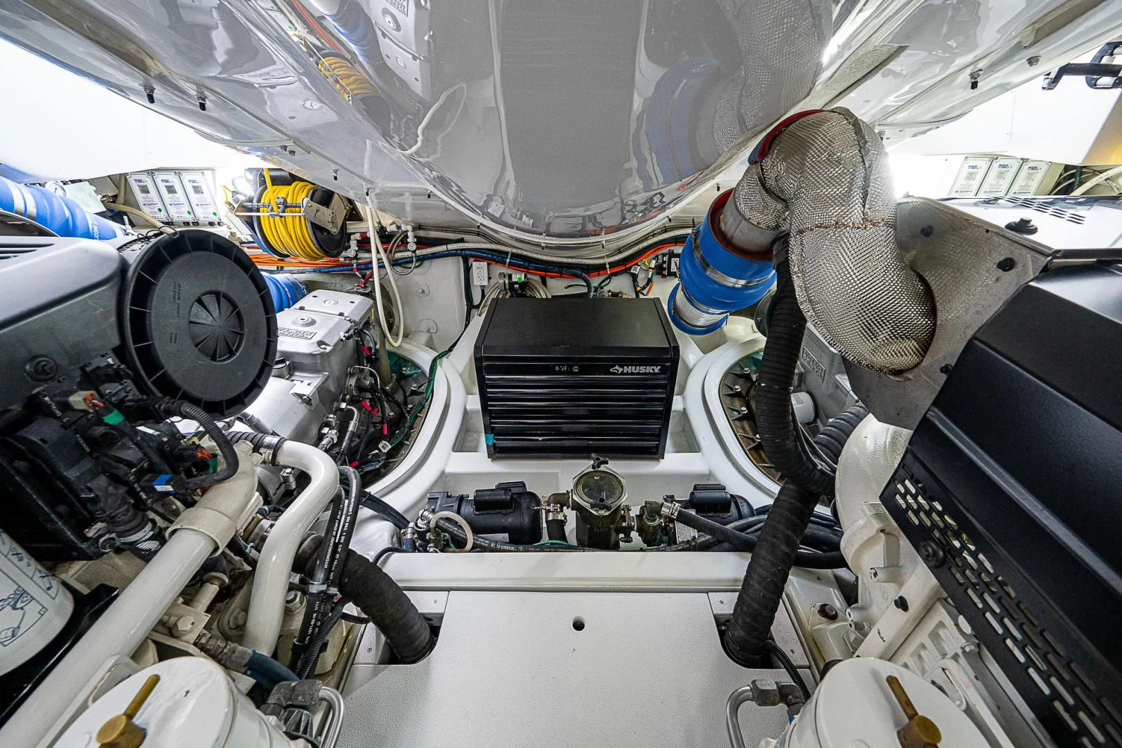 a car with a large hood aboard LATITUDE Yacht for Sale