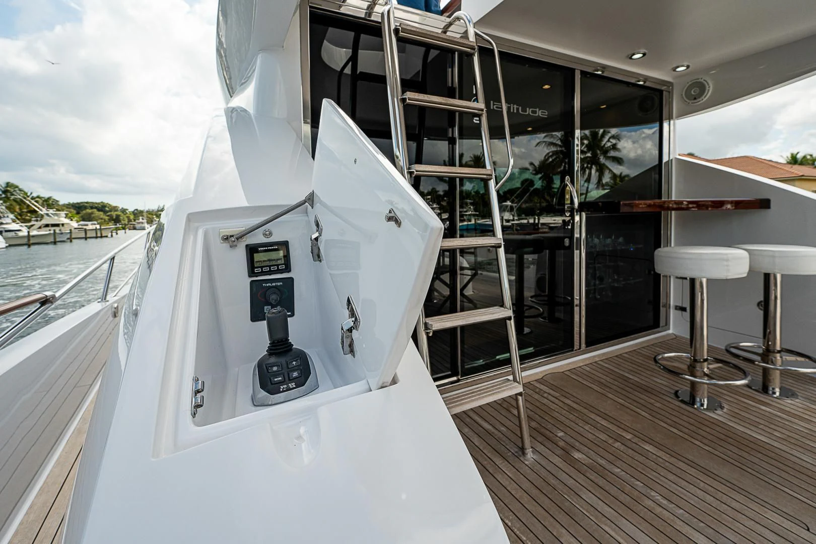a boat on a deck aboard LATITUDE Yacht for Sale