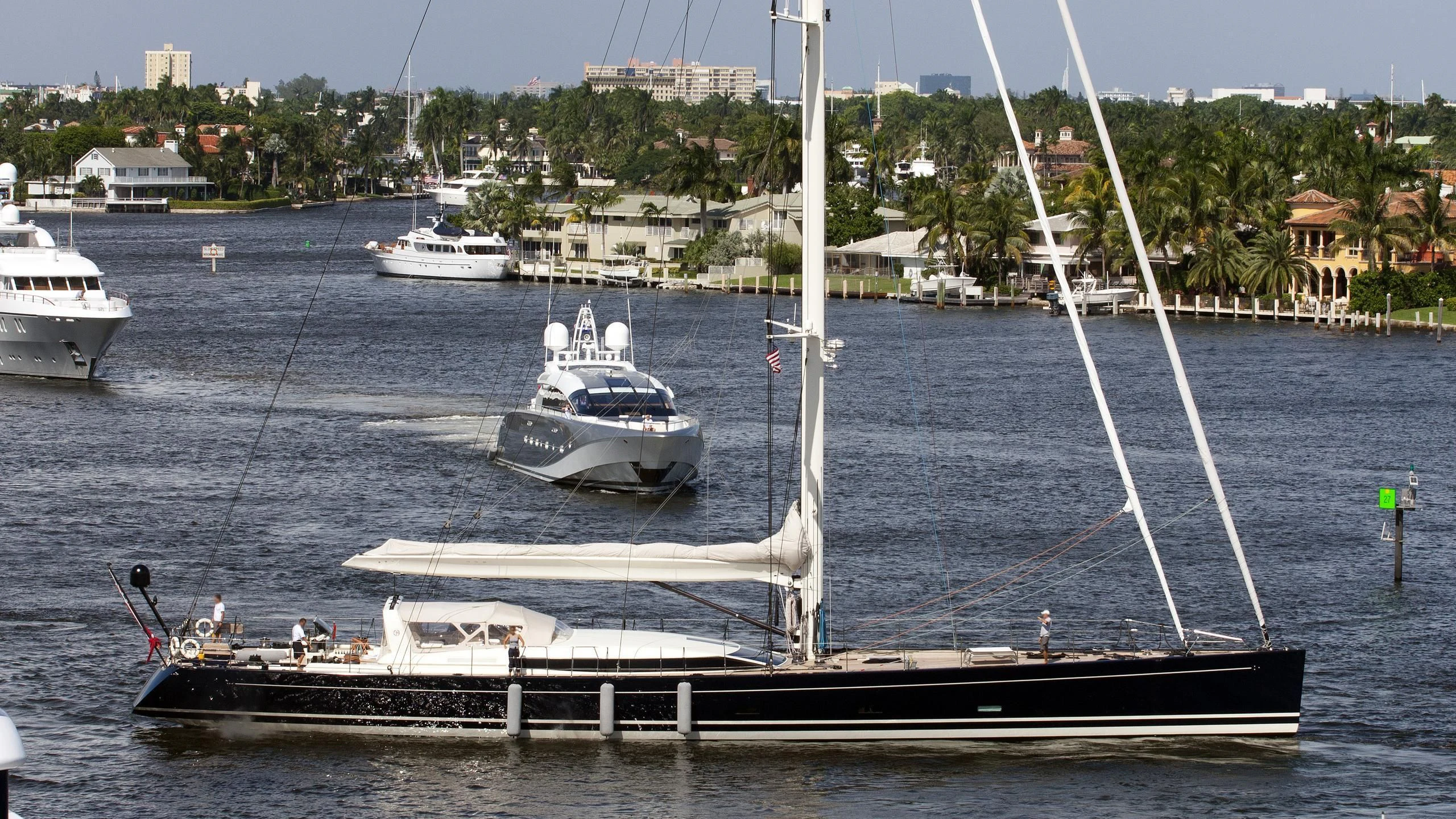 a group of boats in a harbor aboard YAM 2 Yacht for Sale