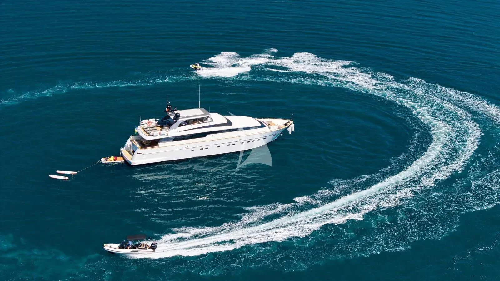 a boat in the ocean aboard PERTULA Yacht for Sale