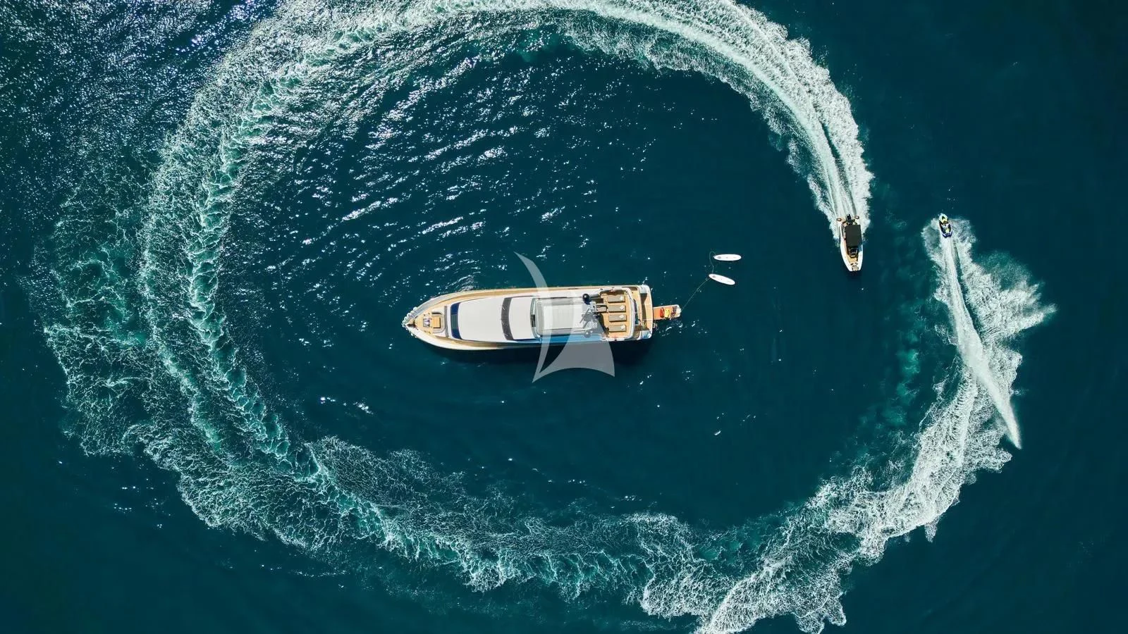 a ship in the ocean aboard PERTULA Yacht for Sale