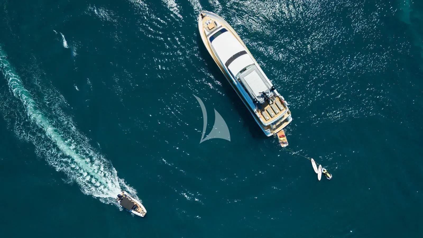 a high angle view of a boat aboard PERTULA Yacht for Sale