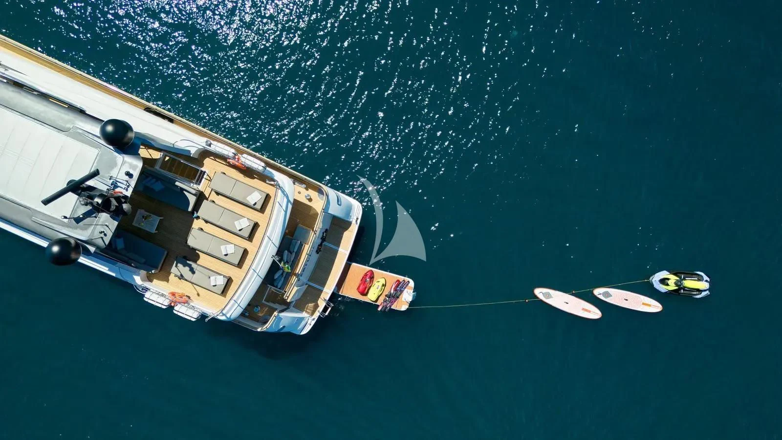 a high angle view of a boat aboard PERTULA Yacht for Sale