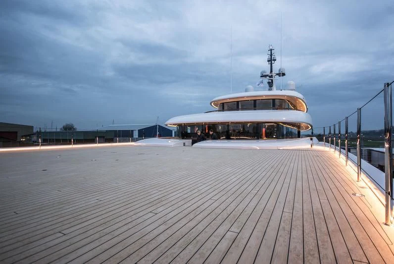 a boat on a dock aboard SOPHIA Yacht for Sale