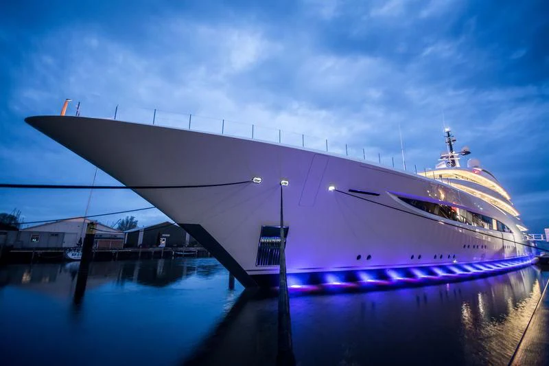 a large ship docked aboard SOPHIA Yacht for Sale