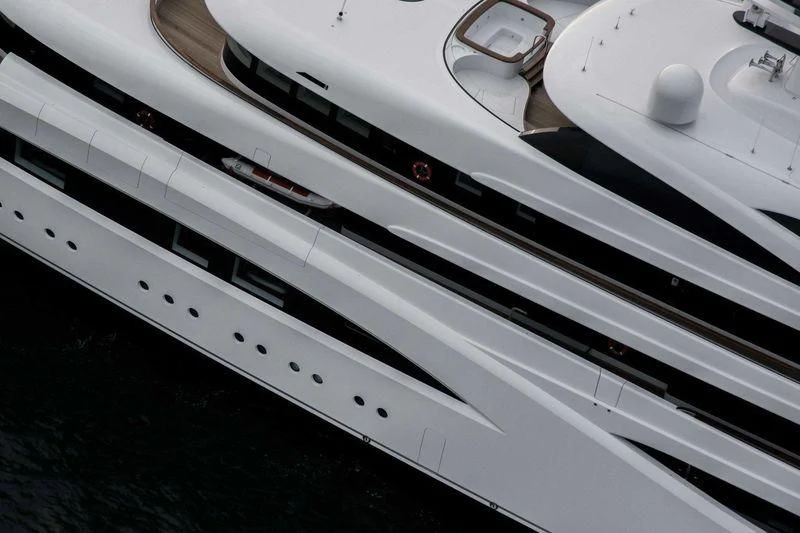 a close-up of a white boat aboard SOPHIA Yacht for Sale