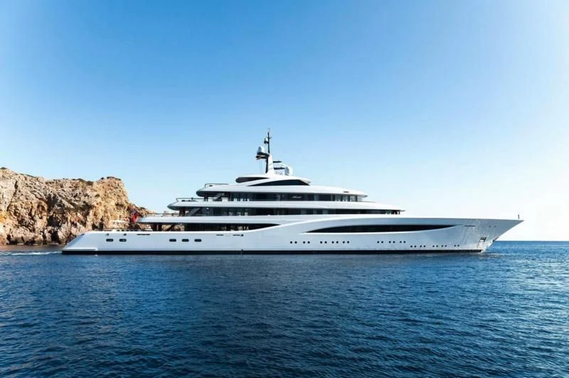 a white yacht on the water aboard SOPHIA Yacht for Sale
