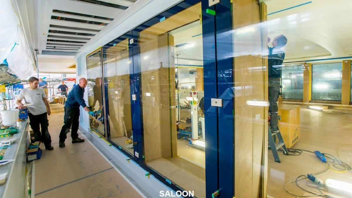 a few men in a factory aboard SOPHIA Yacht for Sale