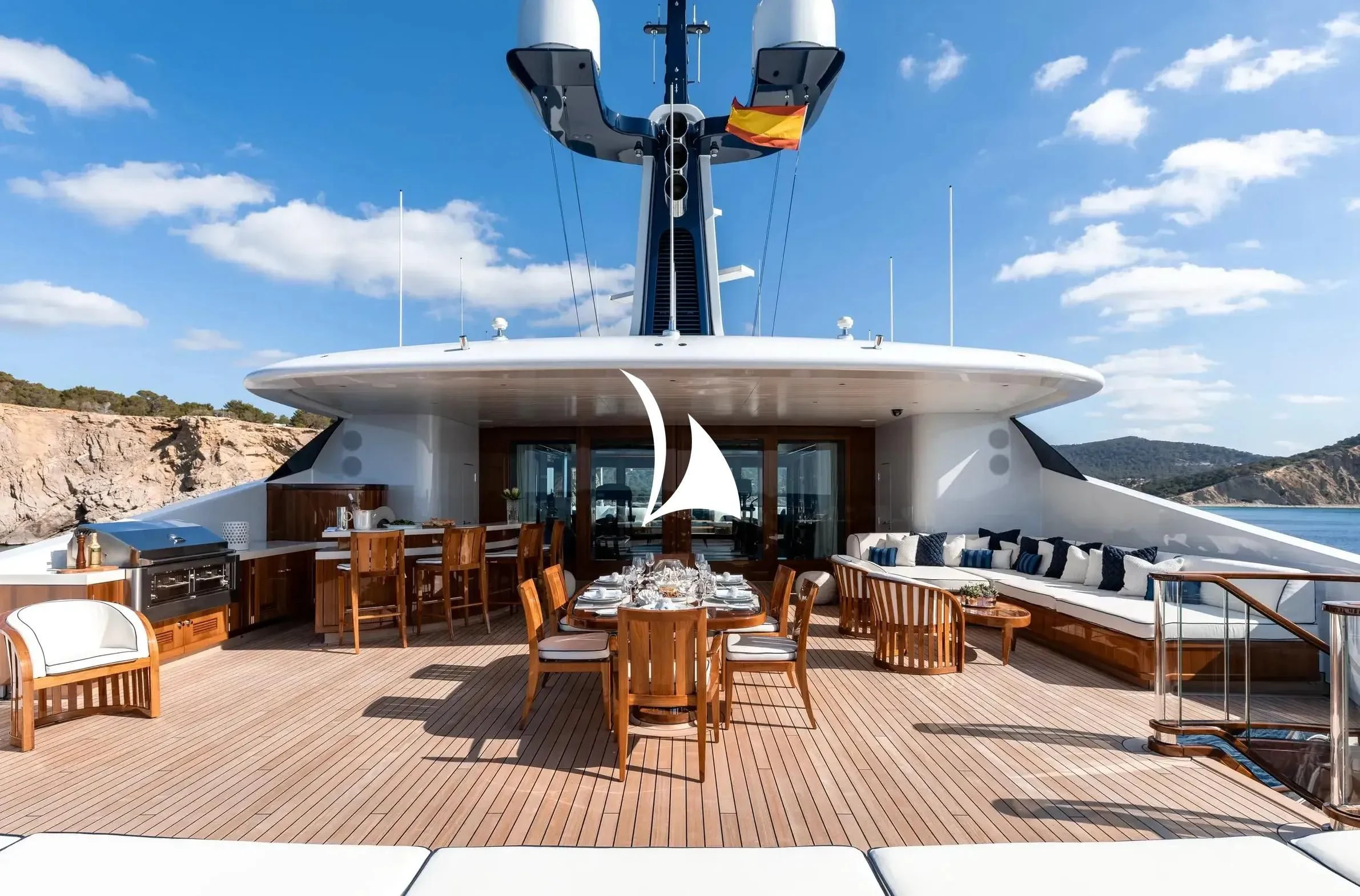 a building with a windmill on top aboard SOPHIA Yacht for Sale
