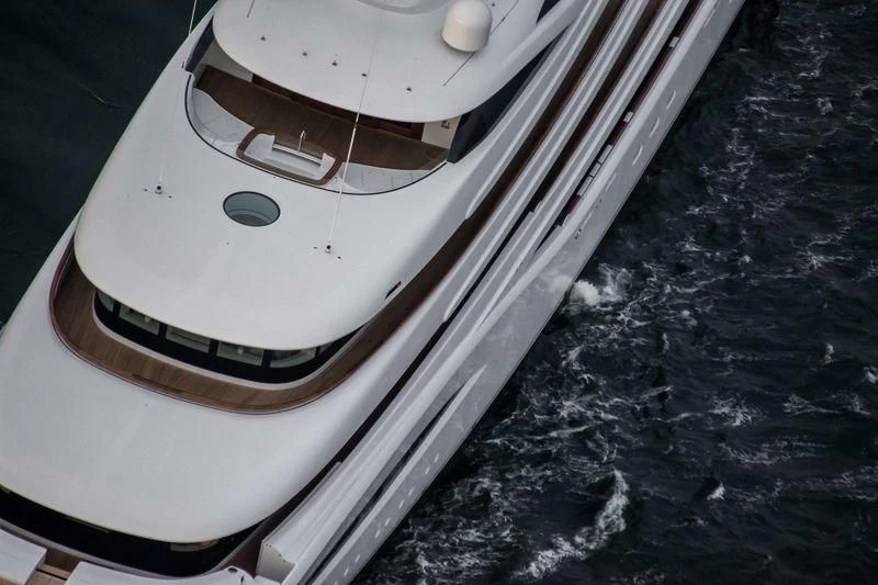 a white space ship in the water aboard SOPHIA Yacht for Sale
