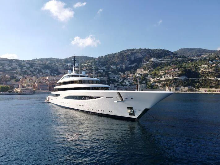 a white boat on the water aboard SOPHIA Yacht for Sale
