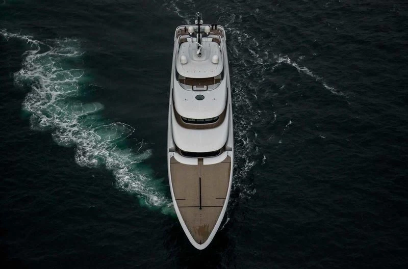 a white and black boat aboard SOPHIA Yacht for Sale