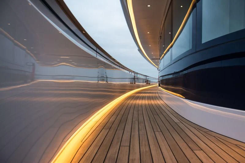 a blurry view of a road aboard SOPHIA Yacht for Sale