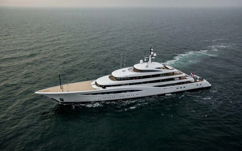 a white boat in the ocean aboard SOPHIA Yacht for Sale