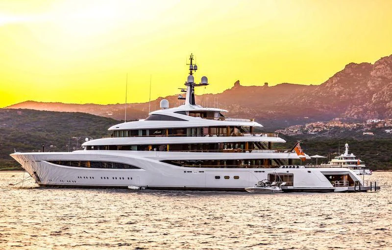 a large ship in the water aboard SOPHIA Yacht for Sale