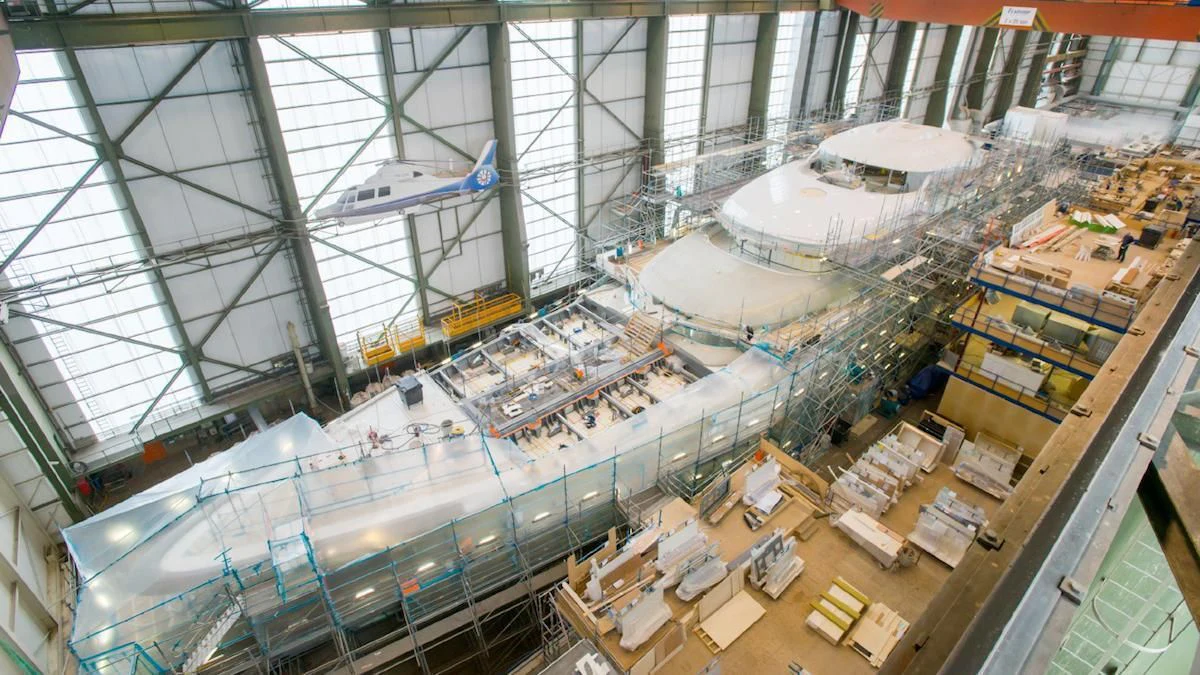 a large room with several machines aboard SOPHIA Yacht for Sale