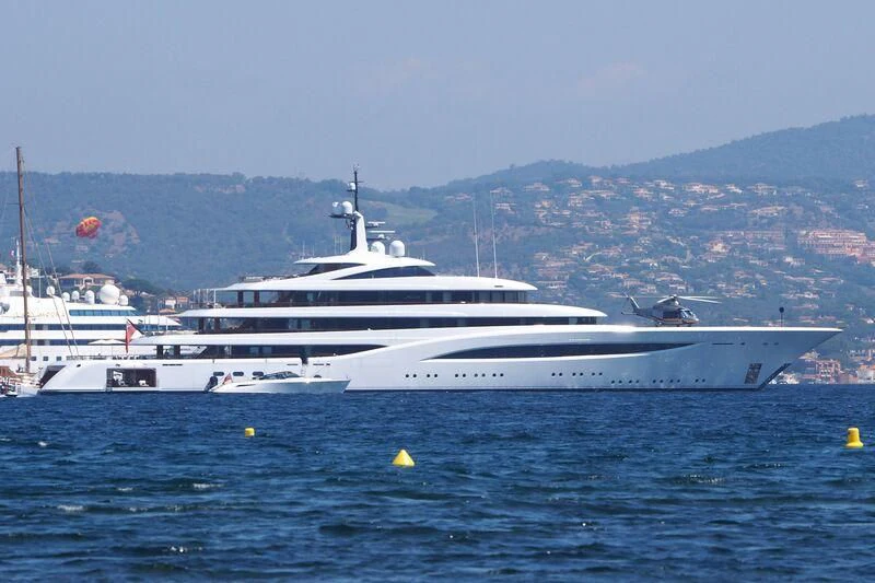 a large white boat in the water aboard SOPHIA Yacht for Sale