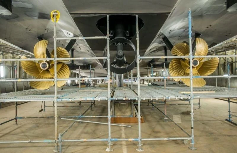 a large metal structure with several circular objects on it aboard SOPHIA Yacht for Sale