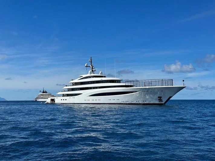 a white boat in the water aboard SOPHIA Yacht for Sale